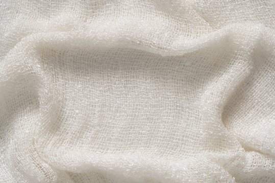 Natural White Cotton Crumpled Soft Fabric Texture Background