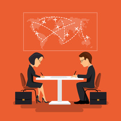 The signing of the contract, illustration in flat style.