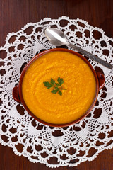 Carrot pumpkin and chickpeas soup