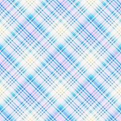 Checkered seamless pattern of interwoven colored thin strips. Motley abstract symmetrical background. Tartan template for fabrics, wallpaper. Vector eps10