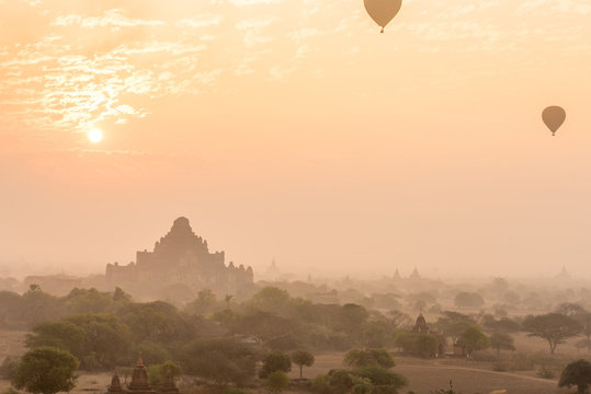 Dhammayangyi temple The biggest Temple in Bagan with hot air bal