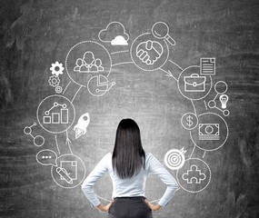 Woman looking at business cycle