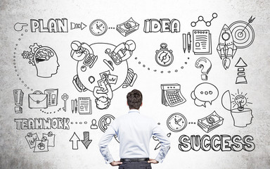 Man looking at business chart