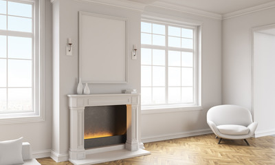 Living room with empty frame