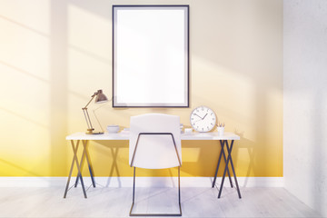 Orange study with large poster