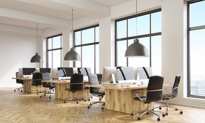 Side view of coworking office