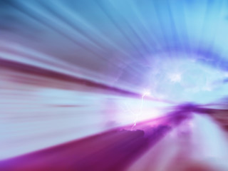 Horizontal bright pink tunnel lightning explosion abstraction