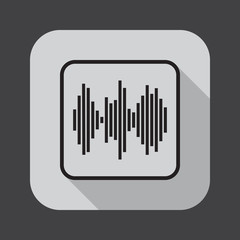 sound wave line icon, outline vector logo illustration, linear pictogram with long shadow isolated on black