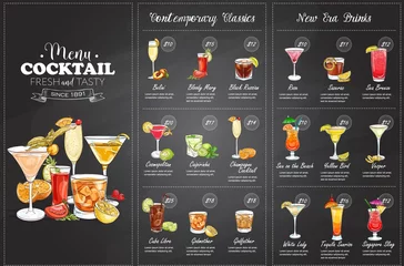 Foto op Plexiglas Front Drawing horisontal cocktail menu design © egorka87