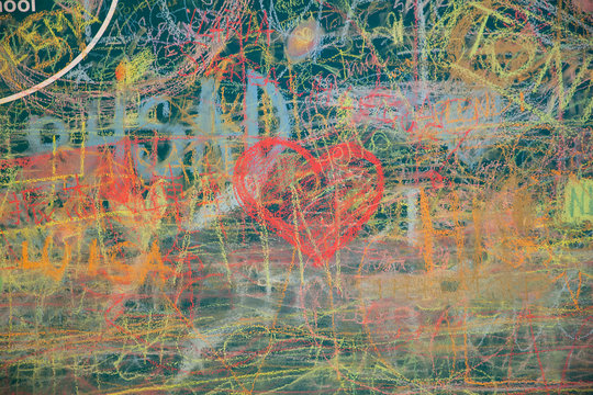 Fototapeta View of colorful chalkboard