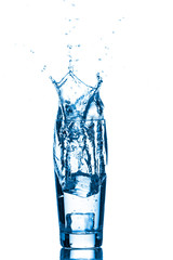 Glass of water with ice cubes