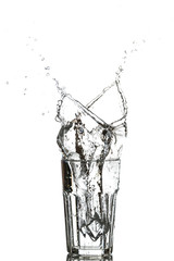 Glass of water with ice cubes