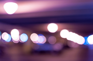 blur background with bokeh, parking lot in shopping mall
