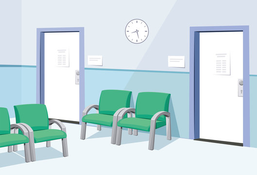 Modern Interior at the doctor. Waiting room in the hospital. Private  medical practice. Vector cartoon simple illustration. Stock Vector | Adobe  Stock