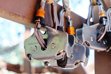 Climbing gear,Detail of Rock climbing equipment 