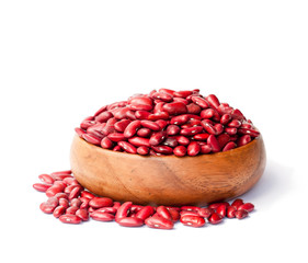 red  kidney beans in a wooden bowl isolated