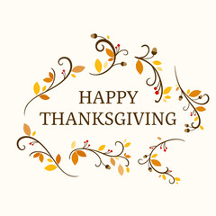 Vector Illustration of an Ornamental Thanksgiving Background Design with Autumnal Leaves and Branches