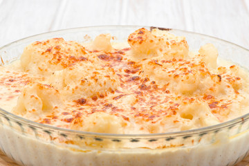 cauliflower baked in glass tray