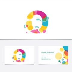 Creative Letter O design vector template on The Business Card Template. Abstract Colorful Alphabet .Friendly funny ABC Typeface. 
