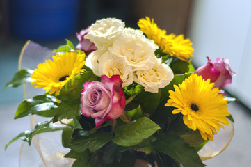 Bouquet of colorful flowers. Close-up