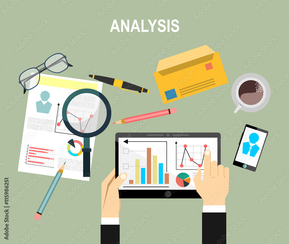 Poster analytics information and development website statistic. concepts for web banners, printed and promo
