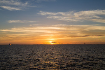 Sunset Over Miami with Ship