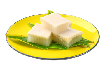 thai coconut jelly isolated on white background.