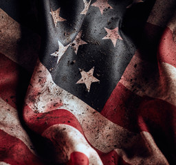 Grunge american flag background with dirt and blood