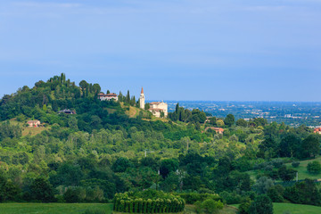 Fototapeta na wymiar Spring hills panorama, Italian landscape