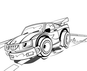 Obraz premium Cartoon scene with speeding car - sports car - isolated - illustration for children