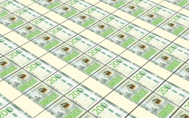 Swedish kronor bills stacks background. 3D illustration.