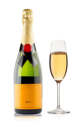 Champagne bottle and champagne glass