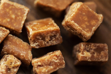 Salted caramel pieces and sea salt macro. Butter caramel candy m