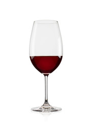 Red Wine in glass on white background