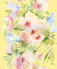 Obrazy  Wzór z akwarelą kwiatów