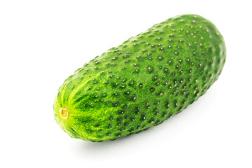 Fresh and ripe cucumber isolated on white background.