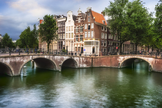 Bridge and houses in Amsterdam
