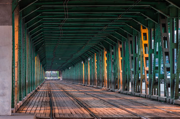 Gdanski tram bridge in Warsaw, Poland