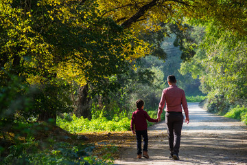 Father and Son autumn walk