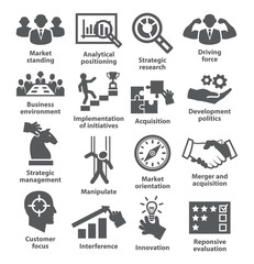 Fototapeta na wymiar Business management icons. Pack 27.