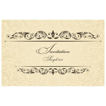 Weddind Invitation cards in an old-style gold