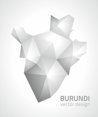 Burundi grey polygonal vector silver and grey map
