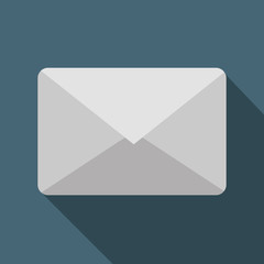 Flat design simple envelope icon on dark grey background.