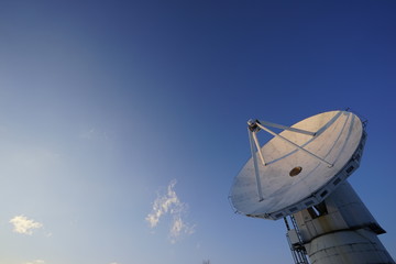 Radio telescope against blue sky in Nobeyama, Nagano, Japan