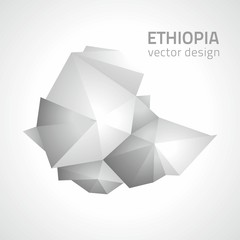 Ethiopia triangle perspective vector silver map