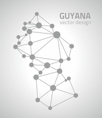 Guyana dot grey vector outline map