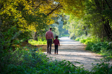 Father and Son autumn walk