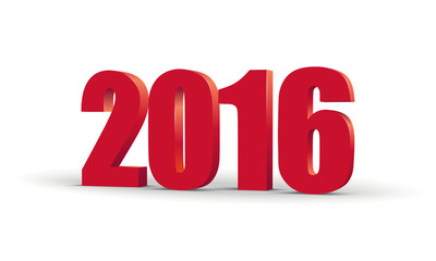 The new year 2016. Red 3d perspective inscription. Vector EPS 10