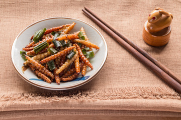 Fried insects - Wood worm insect crispy with pandan after fried
