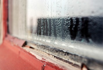 Drops on the glass.